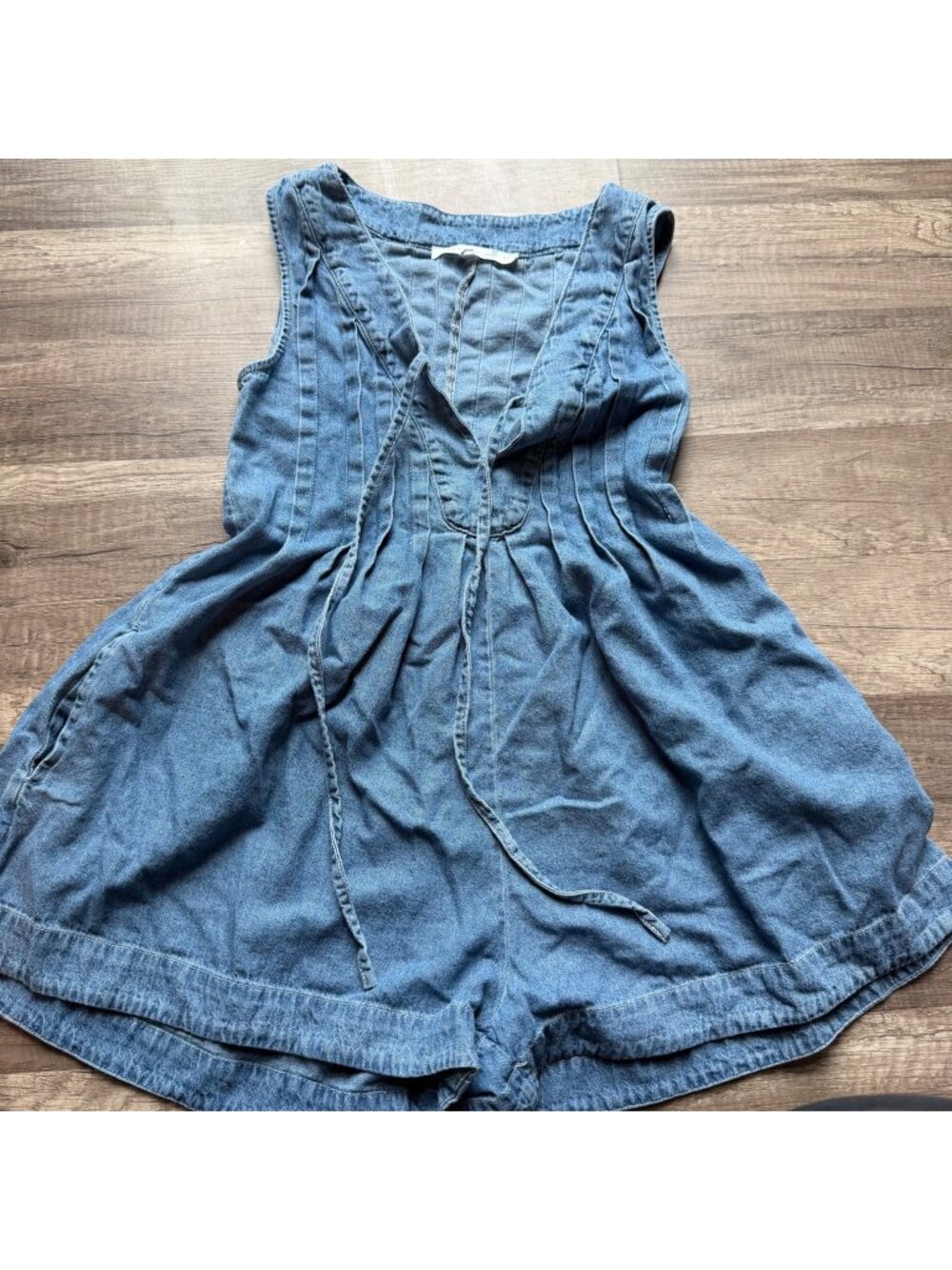 Altard State Blue Denim Sleeveless Romper Tie Waist XXS